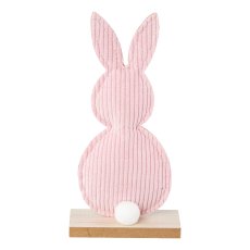 Fabric felt rabbit tail on wooden base, 8x4x19cm, light pink