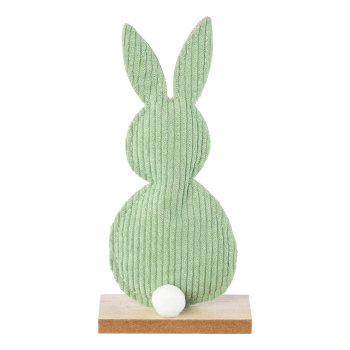 Fabric felt bunny tail on wooden foot, 8x4x19cm, jade