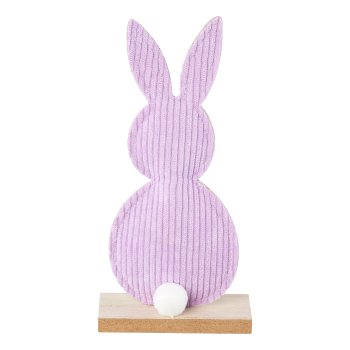 Fabric felt bunny tail on wooden foot, 8x4x19cm, lavender