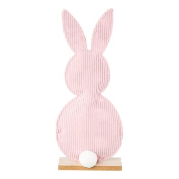 Fabric felt bunny tail on wooden foot, 12x4x30cm, light pink