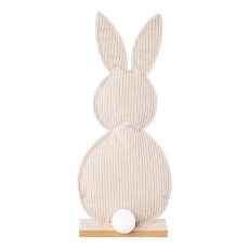 Fabric felt bunny tail on wooden foot, 12x4x30cm, cream