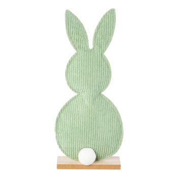 Stoff Filz Hase Schwänzchen auf Holzfuss, 12x4x30cm, jade