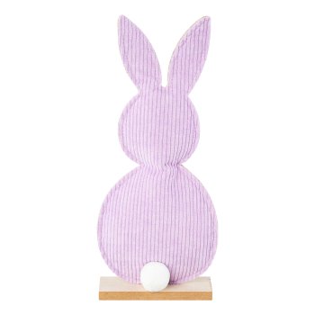 Fabric felt bunny tail on wooden base, 12x4x30cm, lavender