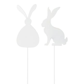 Metall Gartenstecker 2fa.so. RABBIT, 32cm, weiß