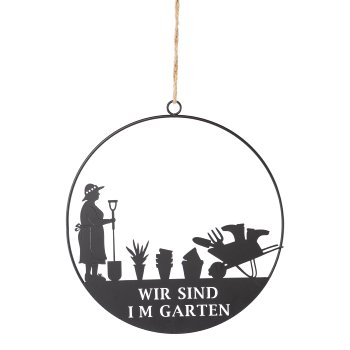 Metal ring with gardener hanger, 25x25cm, black