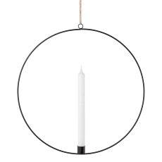 Metal ring hanging candle holder, 38x2,5x38cm, black
