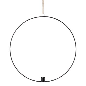 Metal ring hanging candle holder, 38x2,5x38cm, black