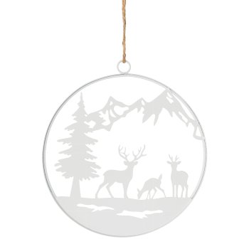Metal ring wall/hanger WINTER TIMES, 18x18cm, white