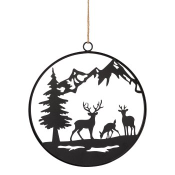 Metal ring wall/hanger WINTER TIMES, 18x18cm, black