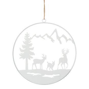 Metal ring wall/hanger WINTER TIMES, 25x25cm, white