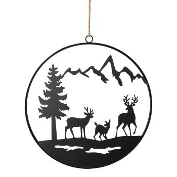 Metal ring wall/hanger WINTER TIMES, 25x25cm, black