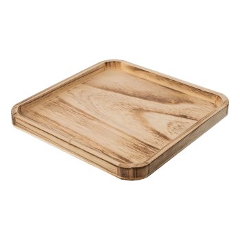 Wood paulownia plate square, 25x25x2cm, natural