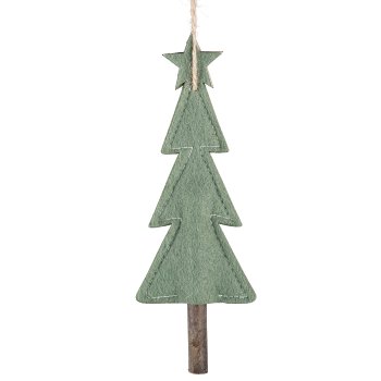 Felt wood tree hanger, 17x6x1cm, dark green