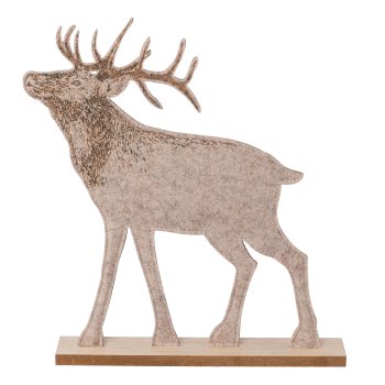 Felt deer standing, 36x30x5cm, cream