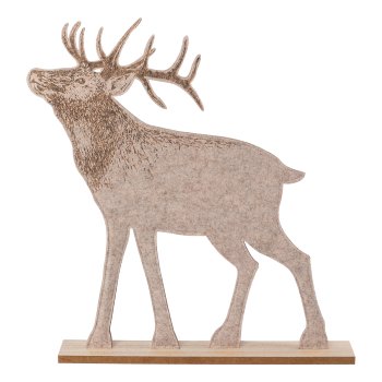 Felt deer standing, 50x41x6cm, cream