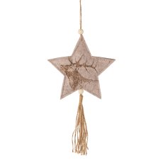 Felt star hanger, 10x10cm, cream