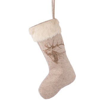 Filz Weihnachtssocke Hänger, 45x25cm, creme