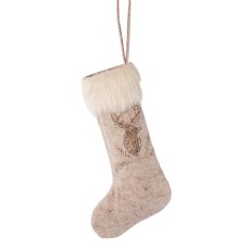 Felt Christmas sock hanger, 30x16cm, cream