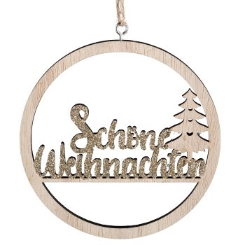 Wooden Christmas hanger ring, 10x10cm, nature