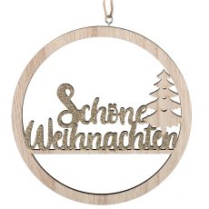 Wooden Christmas hanger ring, 14x14cm, nature