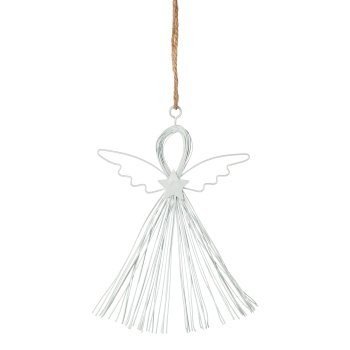Metal angel pendant, 13x11cm, white