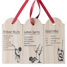 Wooden Hanger Board 3 assorted LEMONADE, 12x1x5,5cm, natural