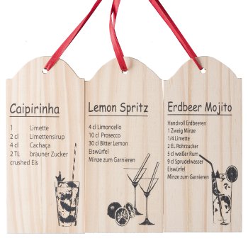 Wooden Hanger Board 3 assorted LEMONADE, 18x1x8cm, natural