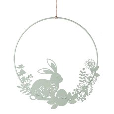Metal wire ring hanger w.bunny decor, 28x0,5x37cm, Black