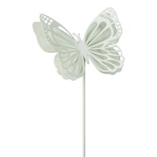 Metal stake, butterfly, double, 8x3x32cm, light green
