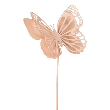 Metal Butterfly Double stake, 8x3x32cm, Apricot