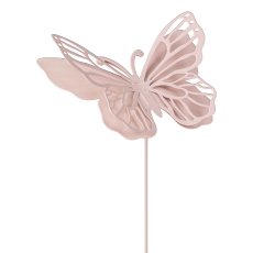 Metal stake, butterfly, double, 12x3x42cm, pink