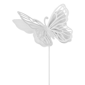 Metal Butterfly Double stake, 12x3x42cm, white