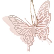 Metal Butterfly Double Hanger, 9x3x7cm, Pink