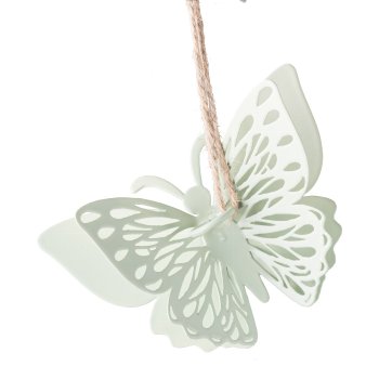 Metal Butterfly Double Hanger, 9x3x7cm, Light Green