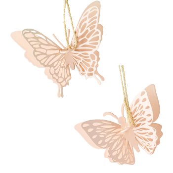 Metall Schmetterling 2.fa sortiert Hänger, 9x3x7cm, Apricot