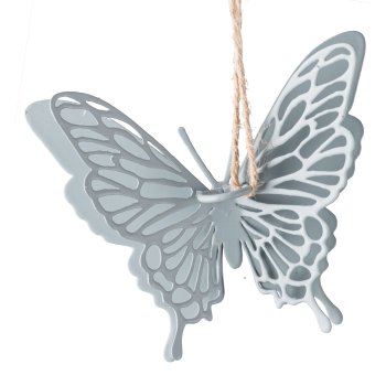 Metall Schmetterling 2.fa sortiert Hänger, 9x3x7cm, Taubenblau