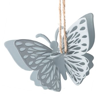 Metall Schmetterling 2.fa sortiert Hänger, 9x3x7cm, Taubenblau