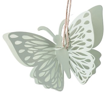 Metal Butterfly Hanger, 3 assorted, 12x3x9cm, Light Green