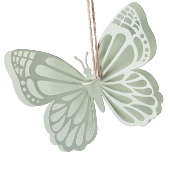 Metal Butterfly Hanger, 3 assorted, 12x3x9cm, Light Green