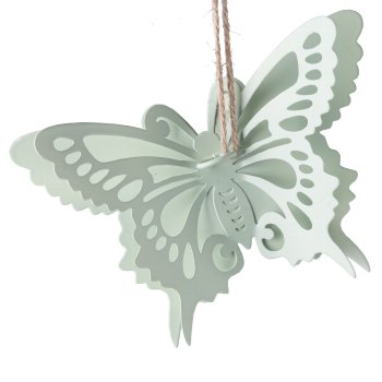 Metal Butterfly Hanger, 3 assorted, 12x3x9cm, Light Green