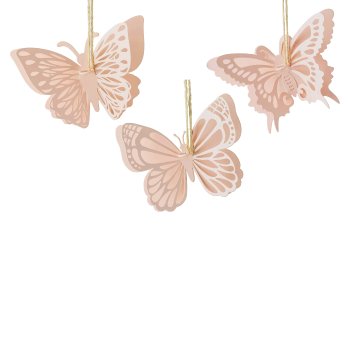 Metall Schmetterling 3.fa sortiert Hänger, 12x3x9cm, Apricot