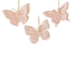 Metall Schmetterling 3.fa sortiert Hänger, 12x3x9cm, Apricot