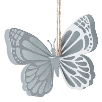 Metal Butterfly Hanger, 3 assorted, 12x3x9cm, Dove Blue