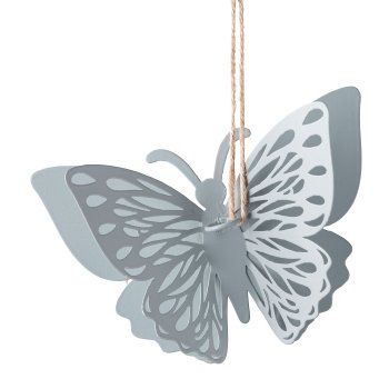 Metal Butterfly Hanger, 3 assorted, 12x3x9cm, Dove Blue