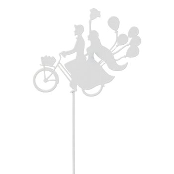 Metal stake Wedding Bike, 9x32cm, White