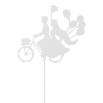 Metal stake Wedding Bike, 15x38cm, White