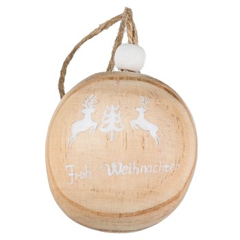 Holz Kugel Ball Hänger, Weihnachtsmotiv ca.5cm, Natur