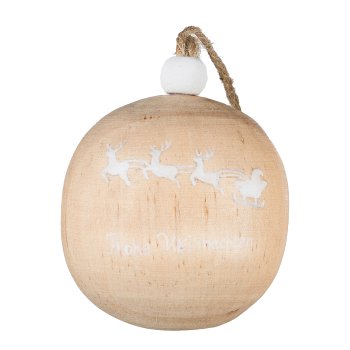 Holz Kugel Ball Hänger, Weihnachtsmotiv ca.5cm, Natur