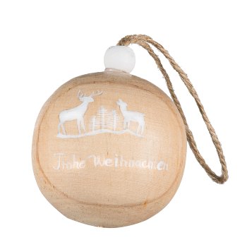 Holz Kugel Ball Hänger, Weihnachtsmotiv ca.5cm, Natur