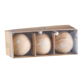 Holz Kugel Ball Hänger, Weihnachtsmotiv ca.5cm, Natur